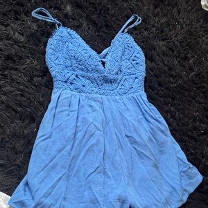 Blue Lace Detail Women's Romper